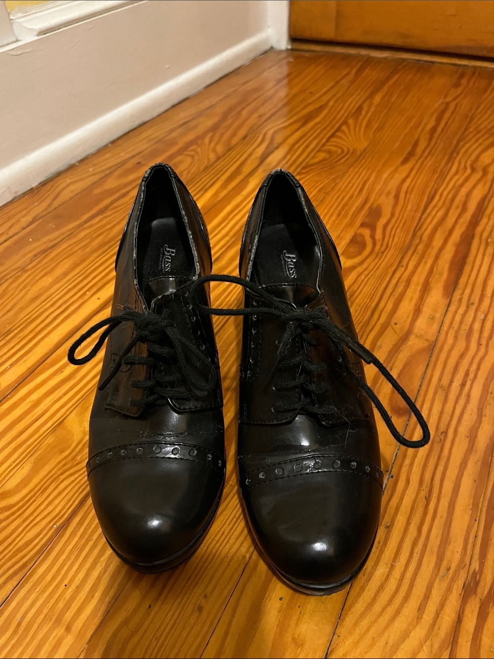 G.H. Bass & Co. Black Patent Lace-Up Oxford Boots